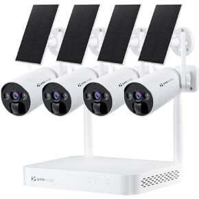 YEEWISE Wire-Free Solar Security Camera System Wireless, 4MP Battery Powered Cameras with Solar Panels, Non-Stop Power, 10CH 4K Wi-Fi NVR, Free Local Storage, PIR Thermal Detection, Motion Spotlight in Kuwait