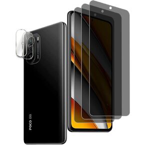 [2+2] عبوتان من واقي شاشة الخصوصية لهاتف Xiaomi Poco F3، مع عبوتين من واقي عدسة الكاميرا 2.5D Edge 9H، غشاء واقي شاشة من الزجاج المقوى، [مضاد للخدش] [خالي من الفقاعات] سهل التركيب in Kuwait
