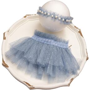 Newborn Baby Photography Props Outfits Girl Lace-Tulle Skirt Baby Girls Photo Prop Headdress for Newborn Girl Photoshoot in Kuwait