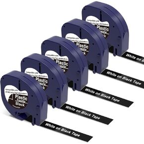 White on Black Label Tape Self-Adhesive Plastic for Letratag QX50 in Saudi Arabia