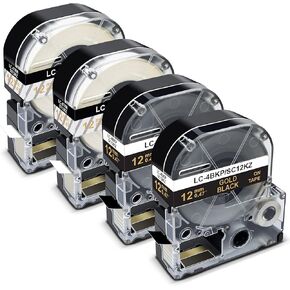 شريط بديل متوافق مع Pristar لأشرطة الألوان Epson 12 مم 1/2 بوصة LK-4RBP LK-4YBP LK-4LBP LK-4GBP تعمل مع Epson LabelWorks LW300 LW400 LW600P LW700، أسود على أحمر/أصفر/أزرق/أخضر، 4 عبوات