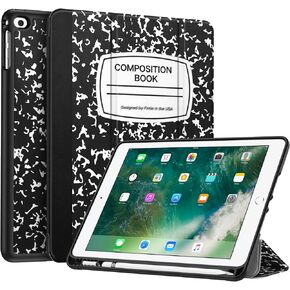 Fintie SlimShell Case for iPad 6th Generation 2018 / iPad 5th Gen 2017/ iPad Air 2 / iPad Air - [Built-in Pencil Holder] Soft TPU Back Cover w/Auto Wake Sleep for iPad 9.7", Composition Book