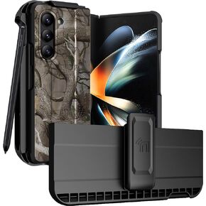 حافظة مزودة بمشبك وفتحة قلم S لهاتف Galaxy Z Fold 5 5G، وغطاء تكتيكي للهاتف العاري وحزام مخصص وحامل عرض وحامل لهاتف Samsung Z Fold5 (SM-F946U، 2023) - زيتوني OD أخضر in Kuwait