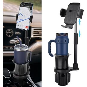 Cup Phone Mount for Car, 2 in 1 Universal Cup Phone Holder for Car, Stretchable Long Neck Car Phone Mount, Hands Free 360° Rotation, Compatible with All iPhone/Samsung Phones in Saudi Arabia
