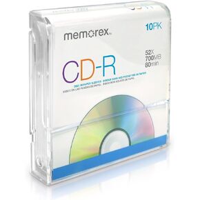 Memorex 32020015635 CD-R 52x 700MB 80 Min Discs in Paper Sleeves, 10 Pack