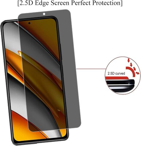 [2+2] عبوتان من واقي شاشة الخصوصية لهاتف Xiaomi Poco F3، مع عبوتين من واقي عدسة الكاميرا 2.5D Edge 9H، غشاء واقي شاشة من الزجاج المقوى، [مضاد للخدش] [خالي من الفقاعات] سهل التركيب in Saudi Arabia
