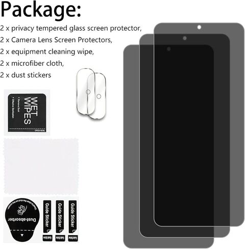 [2+2] عبوتان من واقي شاشة الخصوصية لهاتف Xiaomi Poco F3، مع عبوتين من واقي عدسة الكاميرا 2.5D Edge 9H، غشاء واقي شاشة من الزجاج المقوى، [مضاد للخدش] [خالي من الفقاعات] سهل التركيب in Saudi Arabia