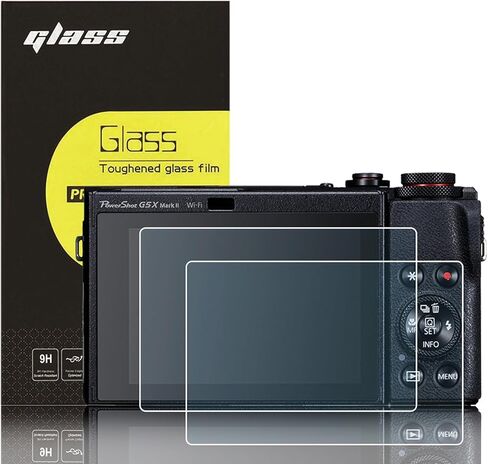 【2 Pack】 Glass Screen Protector Film for Canon G7X G7XII G5X G5XII G9X G9XII G1XIII Cameras, 0.3mm Ultra-Thin Tempered Glass, 9H Hardness, 2.5D Round Edges, Anti-Scrach Anti-Fingerprint Anti-Dust in Kuwait