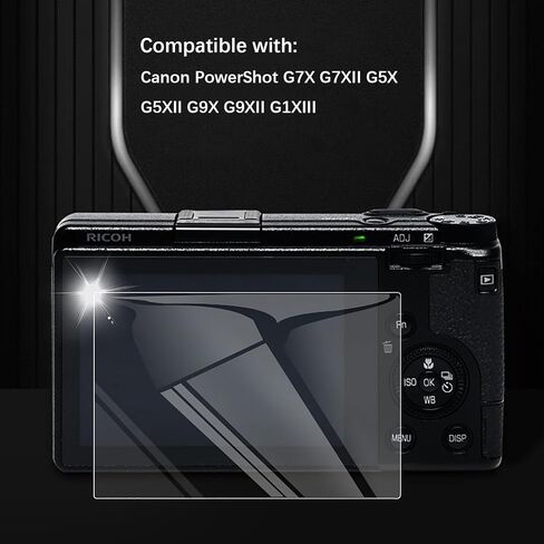 【2 Pack】 Glass Screen Protector Film for Canon G7X G7XII G5X G5XII G9X G9XII G1XIII Cameras, 0.3mm Ultra-Thin Tempered Glass, 9H Hardness, 2.5D Round Edges, Anti-Scrach Anti-Fingerprint Anti-Dust in Kuwait