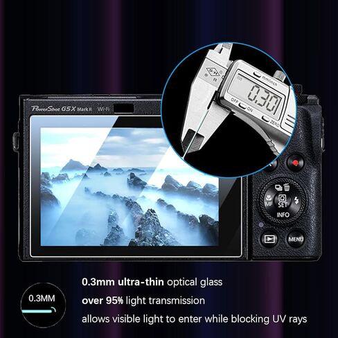 【2 Pack】 Glass Screen Protector Film for Canon G7X G7XII G5X G5XII G9X G9XII G1XIII Cameras, 0.3mm Ultra-Thin Tempered Glass, 9H Hardness, 2.5D Round Edges, Anti-Scrach Anti-Fingerprint Anti-Dust in Kuwait