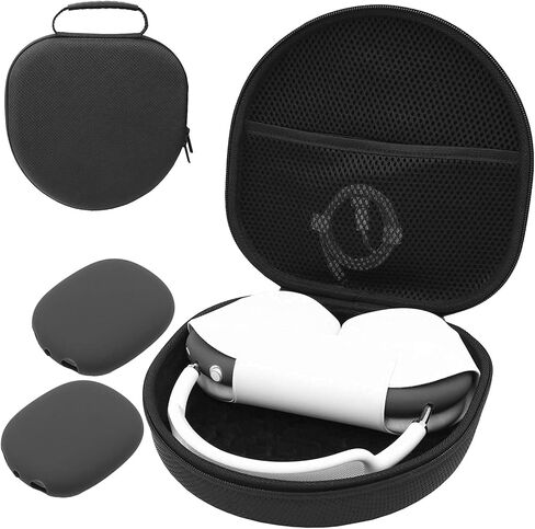 حافظة صلبة من ProCase لجهاز AirPods Max الجديدة، حافظة لسماعات الرأس أثناء السفر مع غطاء وسادة أذن من السيليكون وجيب شبكي، حقيبة تخزين محمولة واقية لـ AirPods Max - رمادي in Kuwait