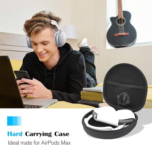 حافظة صلبة من ProCase لجهاز AirPods Max الجديدة، حافظة لسماعات الرأس أثناء السفر مع غطاء وسادة أذن من السيليكون وجيب شبكي، حقيبة تخزين محمولة واقية لـ AirPods Max - رمادي in Kuwait