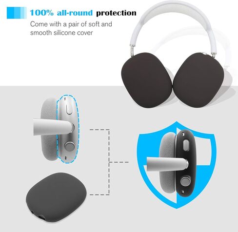 حافظة صلبة من ProCase لجهاز AirPods Max الجديدة، حافظة لسماعات الرأس أثناء السفر مع غطاء وسادة أذن من السيليكون وجيب شبكي، حقيبة تخزين محمولة واقية لـ AirPods Max - رمادي in Kuwait