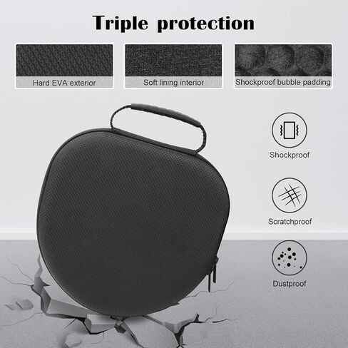 حافظة صلبة من ProCase لجهاز AirPods Max الجديدة، حافظة لسماعات الرأس أثناء السفر مع غطاء وسادة أذن من السيليكون وجيب شبكي، حقيبة تخزين محمولة واقية لـ AirPods Max - رمادي in Kuwait