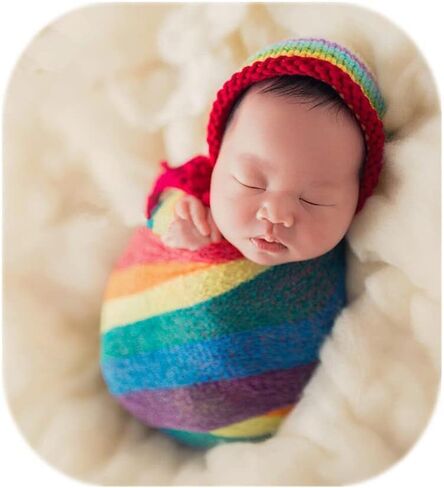 Coberllus Newborn Baby Photography Props Long Ripple Stretch Wrap Blanket Cloth for Boys Girls Photo Shoot (Light Pink) in Saudi Arabia