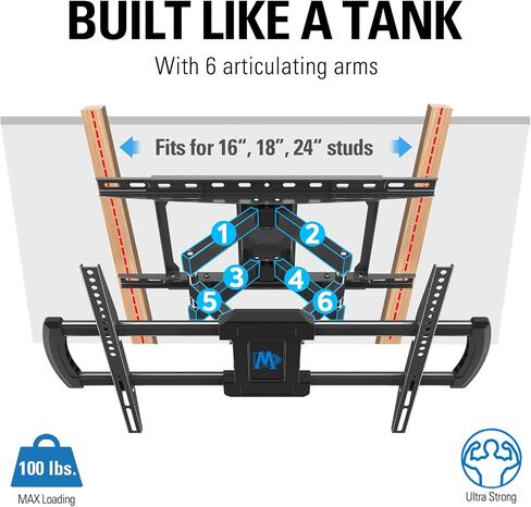 Mounting Dream UL Listed TV Wall Mount for Most 42-84 Inch LED LCD OLED TV,Full Motion TV Mount TV Bracket with Articulating Arms, Max VESA 600x400mm, Up to 100LBS, Fits 16", 18", 24" Studs in Saudi Arabia