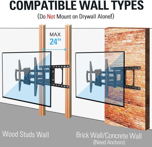 Mounting Dream UL Listed TV Wall Mount for Most 42-84 Inch LED LCD OLED TV,Full Motion TV Mount TV Bracket with Articulating Arms, Max VESA 600x400mm, Up to 100LBS, Fits 16", 18", 24" Studs in Saudi Arabia