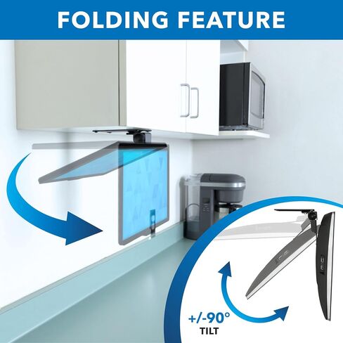 Mount-It! MI-LCDCM Kitchen Under Cabinet Mount TV Ceiling Mount Folding Bracket, 90 Degree Tilt, Fold Down, Swivel for 13 to 23 inch LCD, TV, LED, Monitor, Flat Screens up to VESA 100x100 in Saudi Arabia