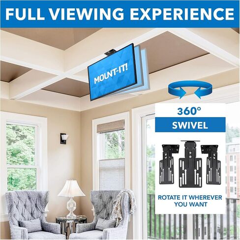 Mount-It! MI-LCDCM Kitchen Under Cabinet Mount TV Ceiling Mount Folding Bracket, 90 Degree Tilt, Fold Down, Swivel for 13 to 23 inch LCD, TV, LED, Monitor, Flat Screens up to VESA 100x100 in Saudi Arabia