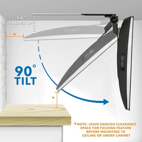 Mount-It! MI-LCDCM Kitchen Under Cabinet Mount TV Ceiling Mount Folding Bracket, 90 Degree Tilt, Fold Down, Swivel for 13 to 23 inch LCD, TV, LED, Monitor, Flat Screens up to VESA 100x100 in Saudi Arabia
