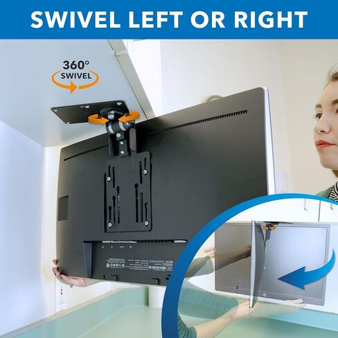 Mount-It! MI-LCDCM Kitchen Under Cabinet Mount TV Ceiling Mount Folding Bracket, 90 Degree Tilt, Fold Down, Swivel for 13 to 23 inch LCD, TV, LED, Monitor, Flat Screens up to VESA 100x100 in Saudi Arabia