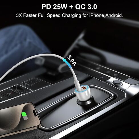 iPhone 15 Car Charger [ MFi Certified] 43W Dual Port USB C Car Charger Adapter with USB-C to C Fast Charging Cable for iPhone 15/15 Plus/15 Pro/15 Pro Max/14/13/12, iPad Pro/Air/Mini in Saudi Arabia