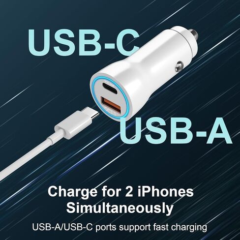 iPhone 15 Car Charger [ MFi Certified] 43W Dual Port USB C Car Charger Adapter with USB-C to C Fast Charging Cable for iPhone 15/15 Plus/15 Pro/15 Pro Max/14/13/12, iPad Pro/Air/Mini in Saudi Arabia