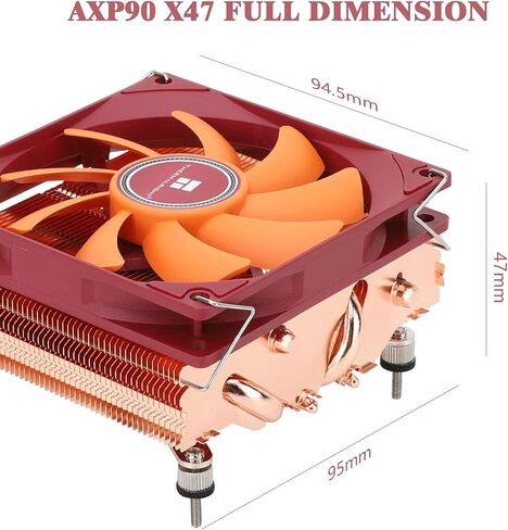 Thermalright AXP90-X47 Full Cooper Low Profile CPU Cooler, with 92mm TL-9015R Slim PWM Fan ITX CPU Cooler, AGHP Technology, 47mm Height,for AMD AM4 AM5/Intel 1700/1150/1151/1200/1851(AXP90 X47 Full) in Kuwait