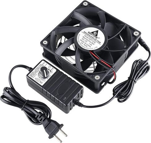 GDSTIME 120mm IP67 Waterproof Fan w/Speed Controller 110V 120V AC Powered | 12V Computer Fan with AC Plug, for Terrarium, Biltong Box, Chicken Coop, Greenhouse Cabinet, DIY Cooling Ventilation Projects in Kuwait