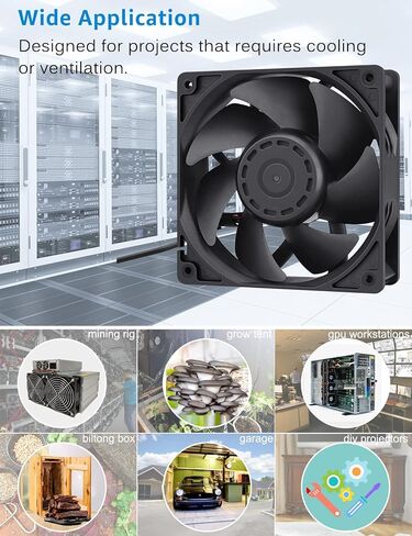 GDSTIME 120mm IP67 Waterproof Fan w/Speed Controller 110V 120V AC Powered | 12V Computer Fan with AC Plug, for Terrarium, Biltong Box, Chicken Coop, Greenhouse Cabinet, DIY Cooling Ventilation Projects in Kuwait