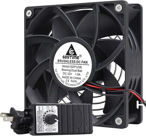 GDSTIME 120mm IP67 Waterproof Fan w/Speed Controller 110V 120V AC Powered | 12V Computer Fan with AC Plug, for Terrarium, Biltong Box, Chicken Coop, Greenhouse Cabinet, DIY Cooling Ventilation Projects in Kuwait