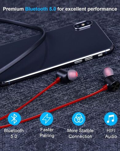 NANAMI Earbuds, Update Bluetooth Wireless Headphones, IPX7 Waterproof, in-Ear Earphones with Mic, Magnetic Neckband, HiFi Stereo Deep Bass Noise Cancellation Headsets,18 Hours Playtime for Gym,Sports in Kuwait