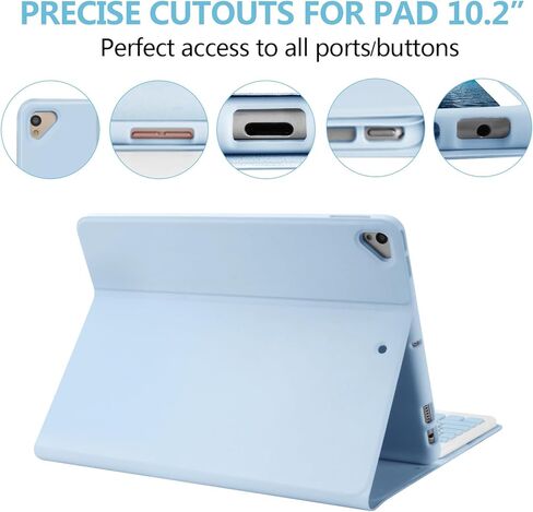 حافظة لوحة مفاتيح لجهاز iPad 10.2 بوصة الجيل التاسع/الثامن/السابع مع حامل أقلام، حافظة iPad 10.2 بوصة/iPad Air 3/iPad Pro 10.5 بوصة مع لوحة مفاتيح بلوتوث لاسلكية، غطاء لوحة مفاتيح قابل للفصل لجهاز iPad الجيل التاسع 2021 (أسود) in Kuwait