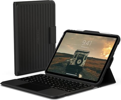 حافظة URBAN ARMOR GEAR UAG مصممة لجهاز iPad 10.9 بوصة الجيل العاشر 2022 مع لوحة مفاتيح قابلة للفصل باللون الأسود/الرمادي الإنجليزي، لوحة مفاتيح بلوتوث لاسلكية متينة متعددة اللمس، لوحة تتبع بإضاءة خلفية، غطاء ذكي in Saudi Arabia