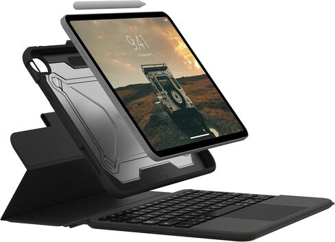 حافظة URBAN ARMOR GEAR UAG مصممة لجهاز iPad 10.9 بوصة الجيل العاشر 2022 مع لوحة مفاتيح قابلة للفصل باللون الأسود/الرمادي الإنجليزي، لوحة مفاتيح بلوتوث لاسلكية متينة متعددة اللمس، لوحة تتبع بإضاءة خلفية، غطاء ذكي in Saudi Arabia