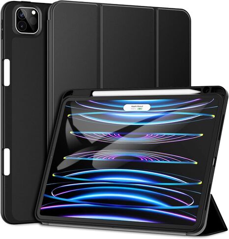 حافظة JETech لجهاز iPad Pro 11 بوصة موديل 2022/2021/2020 (الجيل الرابع/الثالث/الثاني)، مع حامل قلم رصاص، تدعم شحن القلم الرصاص الثاني، غطاء كمبيوتر لوحي رفيع مع ظهر ناعم من مادة TPU، تنبيه/نوم تلقائي (أسود) in Kuwait
