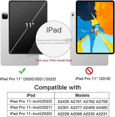 حافظة JETech لجهاز iPad Pro 11 بوصة موديل 2022/2021/2020 (الجيل الرابع/الثالث/الثاني)، مع حامل قلم رصاص، تدعم شحن القلم الرصاص الثاني، غطاء كمبيوتر لوحي رفيع مع ظهر ناعم من مادة TPU، تنبيه/نوم تلقائي (أسود) in Kuwait