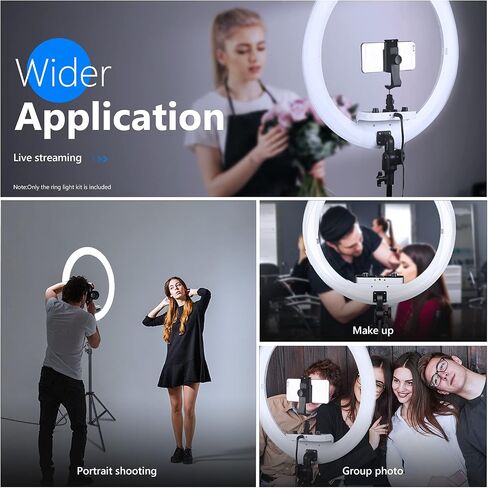 Neewer Ring Light Kit [Upgraded Version-1.8cm Ultra Slim] - 18 inches, 3200-5600K, Dimmable LED Ring Light with Light Stand, Rotatable Phone Holder, Hot Shoe Adapter for Portrait Makeup Video Shooting in Saudi Arabia