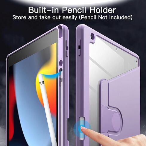 JETech حافظة دوارة 360 درجة لجهاز iPad 9th/8th/7th Gen 10.2 بوصة، أرجواني فاتح in Kuwait