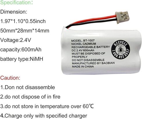 BAOBIAN BT1007 BT-1007 BT1015 BT-1015 بطارية هاتف لاسلكية BBTY0651101 BT904 BT-904 BBTY0460001 BBTY0510001 BBTY0624001 BBTY0700001 HHR-P506 HHR-P506A (حزمة من 4) in Kuwait