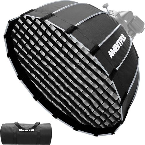 AMBITFUL P60 23.6" 60CM Portable Quickly Fast Installation Deep Parabolic Softbox with Honeycomb Grid for Photo Strobe Studio Flash Softbox Bowens Mount in Saudi Arabia
