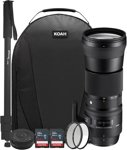 Sigma 150-600mm 5-6.3 Contemporary DG OS HSM Lens for Canon DSLR Cameras USB Dock and Two 64GB SD Card Bundle (7 Items) in Saudi Arabia