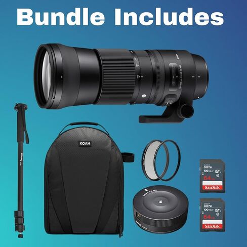 Sigma 150-600mm 5-6.3 Contemporary DG OS HSM Lens for Canon DSLR Cameras USB Dock and Two 64GB SD Card Bundle (7 Items) in Saudi Arabia