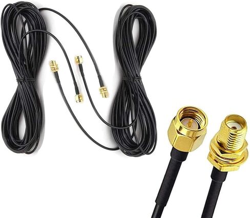 33ft WiFi Antenna Extension Cable RG174 RF SMA Male to SMA Female Coaxial Cable Low Loss Gold Plated Pigtail for Wireless LAN Router Bridge External Antenna Equipment 2pack in Kuwait