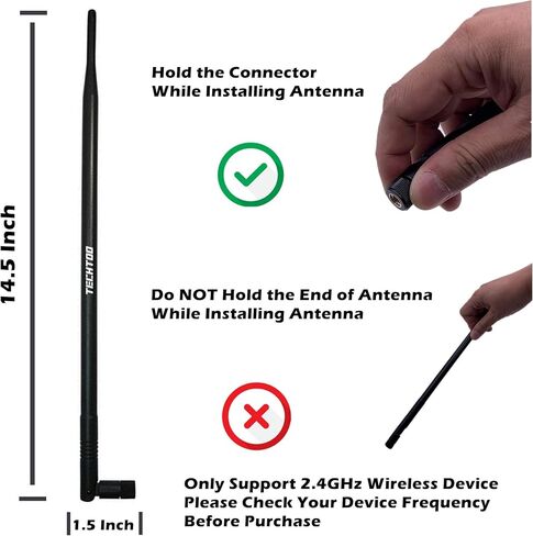 هوائي TECHTOO 9dBi Omni WiFi مع موصل RP-SMA لموجه الشبكة اللاسلكية / محول USB / بطاقة PCI PCIe / كاميرا بروتوكول الانترنت / موسع النطاق اللاسلكي (3 حزم) in Kuwait