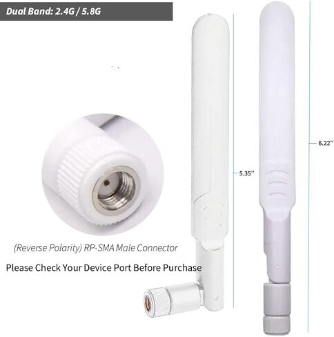 Dual Band WiFi Antenna 2.4GHz 5GHz 5.8GHz 9dBi MIMO RP-SMA Male Antenna for WiFi Router Wireless Network Card USB Adapter Security IP Camera Video Surveillance Monitor - 2Pack in Saudi Arabia