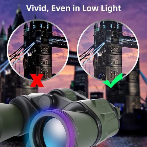 CofunKool 10x50 Binoculars for Adults, HD Binoculars with Carry Bag and Neck Strap, Compact Porro Prism Birding Telescope for Travel Hunting Hiking in Kuwait