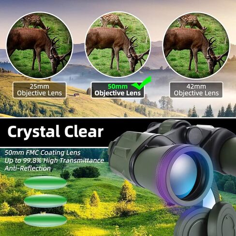 CofunKool 10x50 Binoculars for Adults, HD Binoculars with Carry Bag and Neck Strap, Compact Porro Prism Birding Telescope for Travel Hunting Hiking in Kuwait