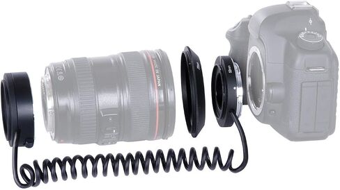 محول عدسة ماكرو عكسي من Movo AF لكاميرات Canon EOS DSLR بما في ذلك 90D، 80D، 77D، 70D، 7D، 6D، 5D، 1D، Digital Rebel SL3، SL2، T8i، T7i، T6s، T6i، T5i، T5، T4i، و اكثر in Saudi Arabia