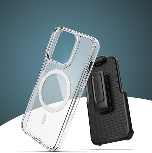 Encased Clear-Back for iPhone 13 Pro Belt Clip Case Magsafe Compatible Phone Case with Holster (2021) in Kuwait